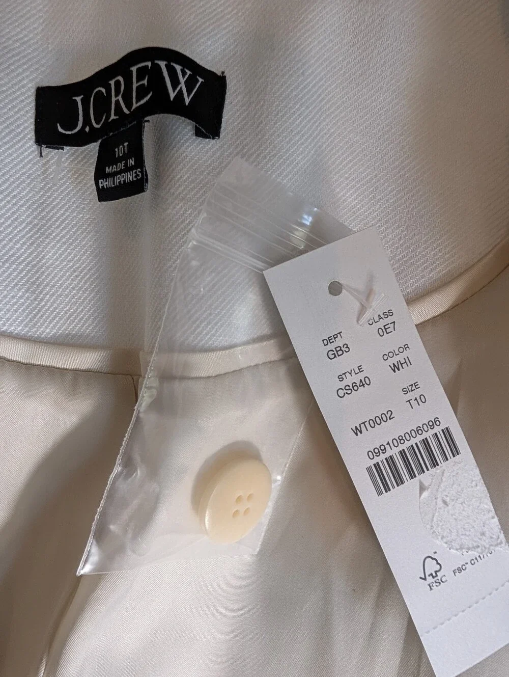 J Crew Tall Margeaux blazer in stretch linen blend CS640 Size 10T NWT White